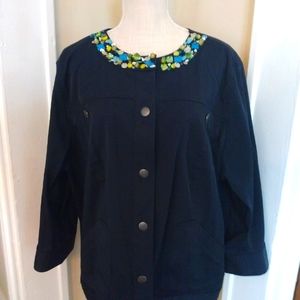 Ruby Rd. 20W navy jacket with embellishments.